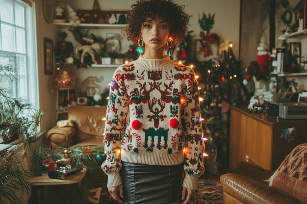 Comment créer une tenue de Noël unique avec un pull kitsch et des accessoires tendance
