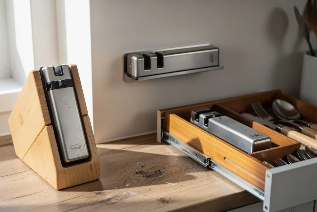 3 solutions pratiques pour stocker proprement son aiguiseur