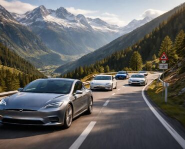 Les événements automobiles en Suisse avec les Tesla et Porsche Taycan sur les routes alpines panoramiques