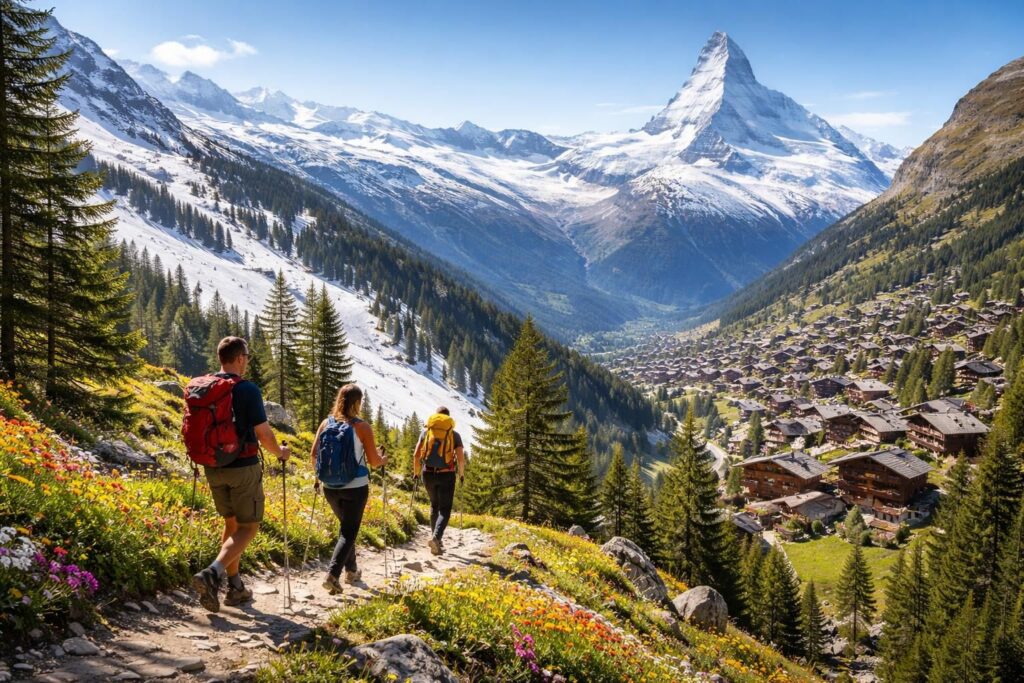 Organiser vos loisirs en Suisse avec randonnées alpines, ski à Verbier et Zermatt