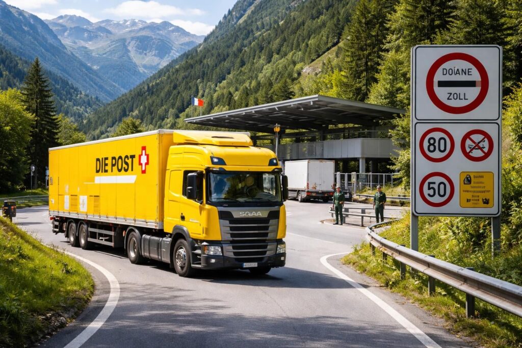 Transport routier en Suisse avec les normes douanières et La Poste Suisse